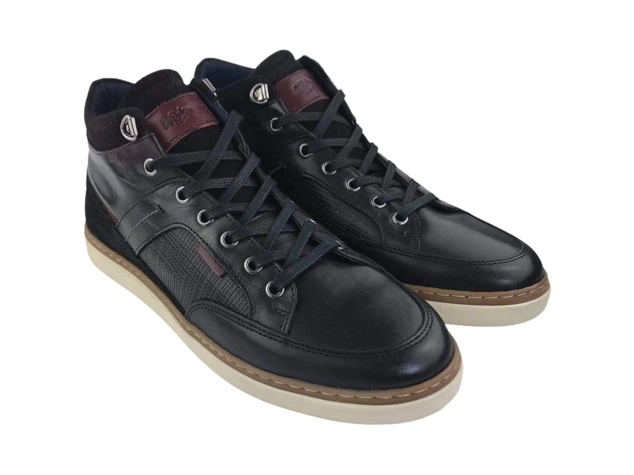 48 Hours | Botines hombre cremalleras y cordones piel negros Singapur