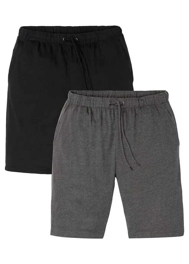 Bermudas ligera (2 unidades) Negro-gris oscuro jaspeado