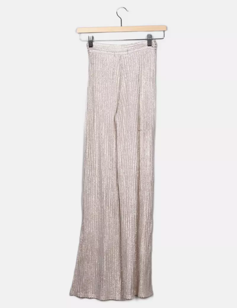 Bershka Pantalones de tela Campana Glitter