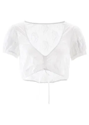 Blusa tirolesa de encaje Blanco