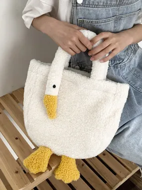 Bolso bandolera de forro polar con motivo de ganso