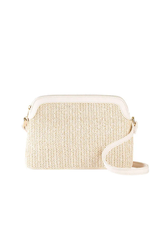 Bolso bandolera de paja Natural-blanco