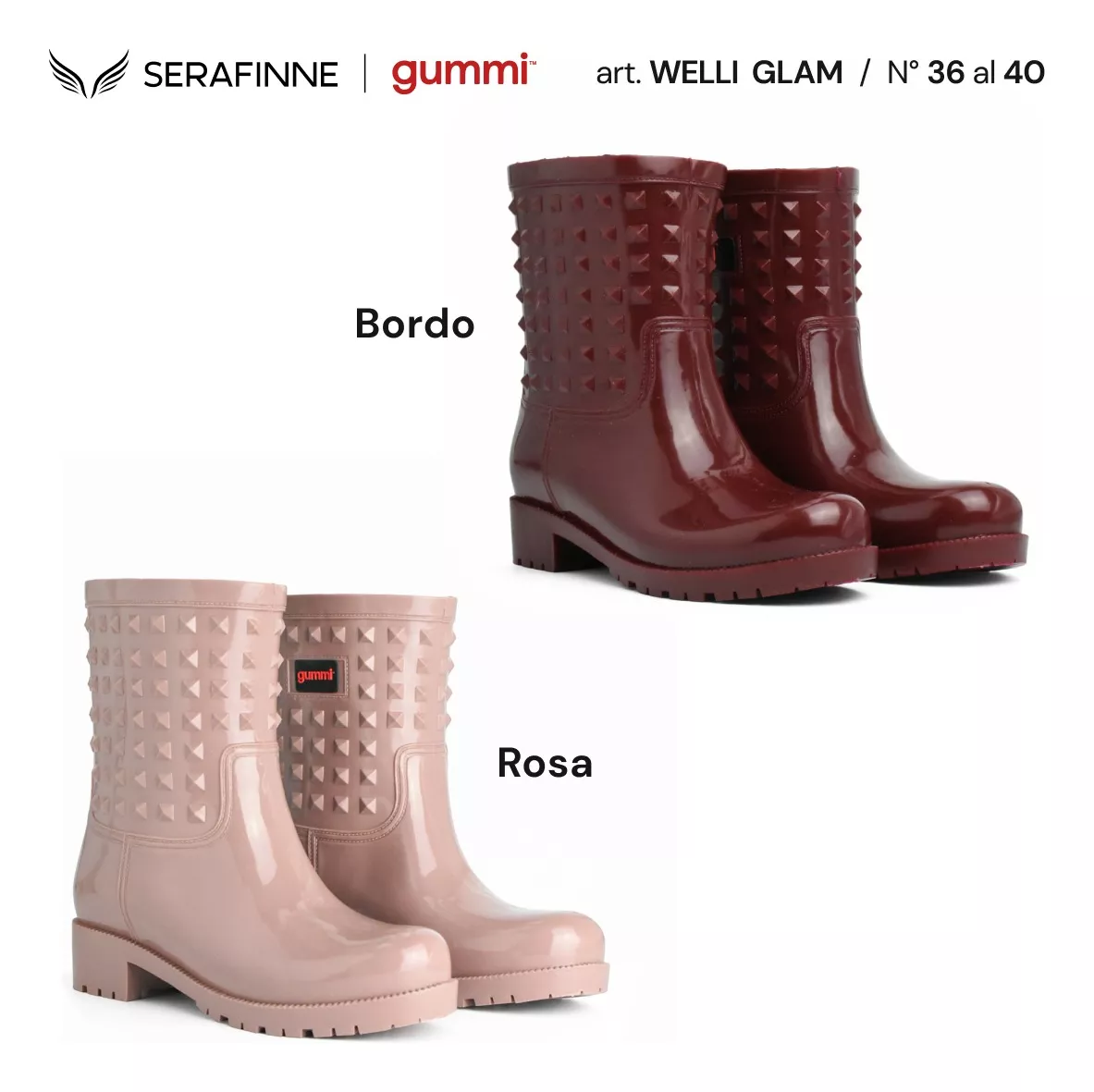 Bota Lluvia Goma Impermeable Pvc Mujer Gummi Welli Glam 