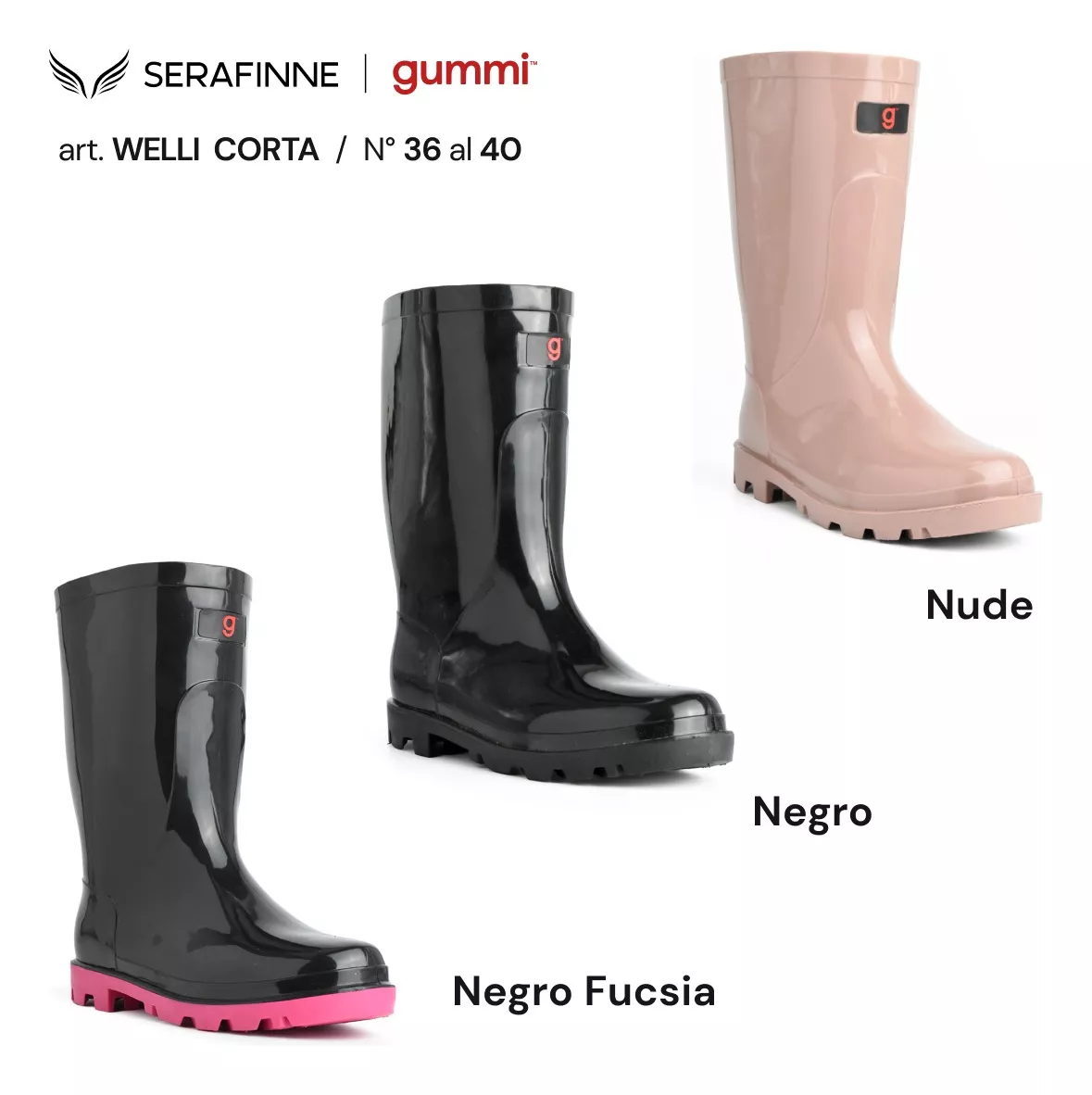 Bota Lluvia Goma Pvc Mujer Gummi Welli Corta 