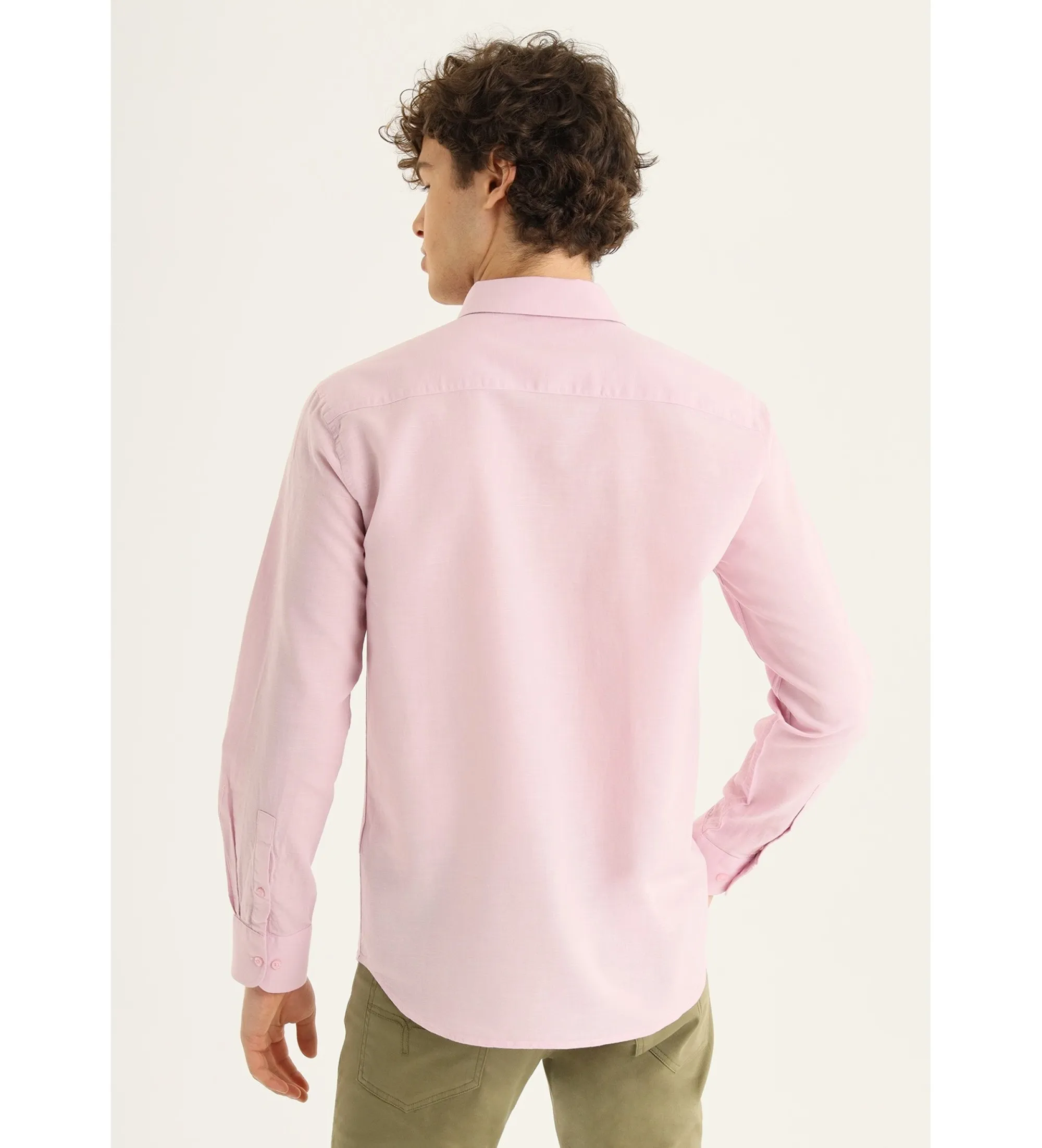 Camisa de lino básica rosa