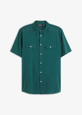 Camisa ligera de manga corta verde mate