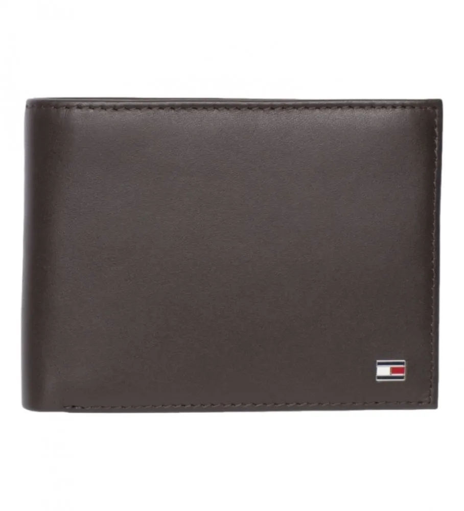 Cartera de piel Eton CC  Flap Coin Pocket marrón -13x9.5x3cm-