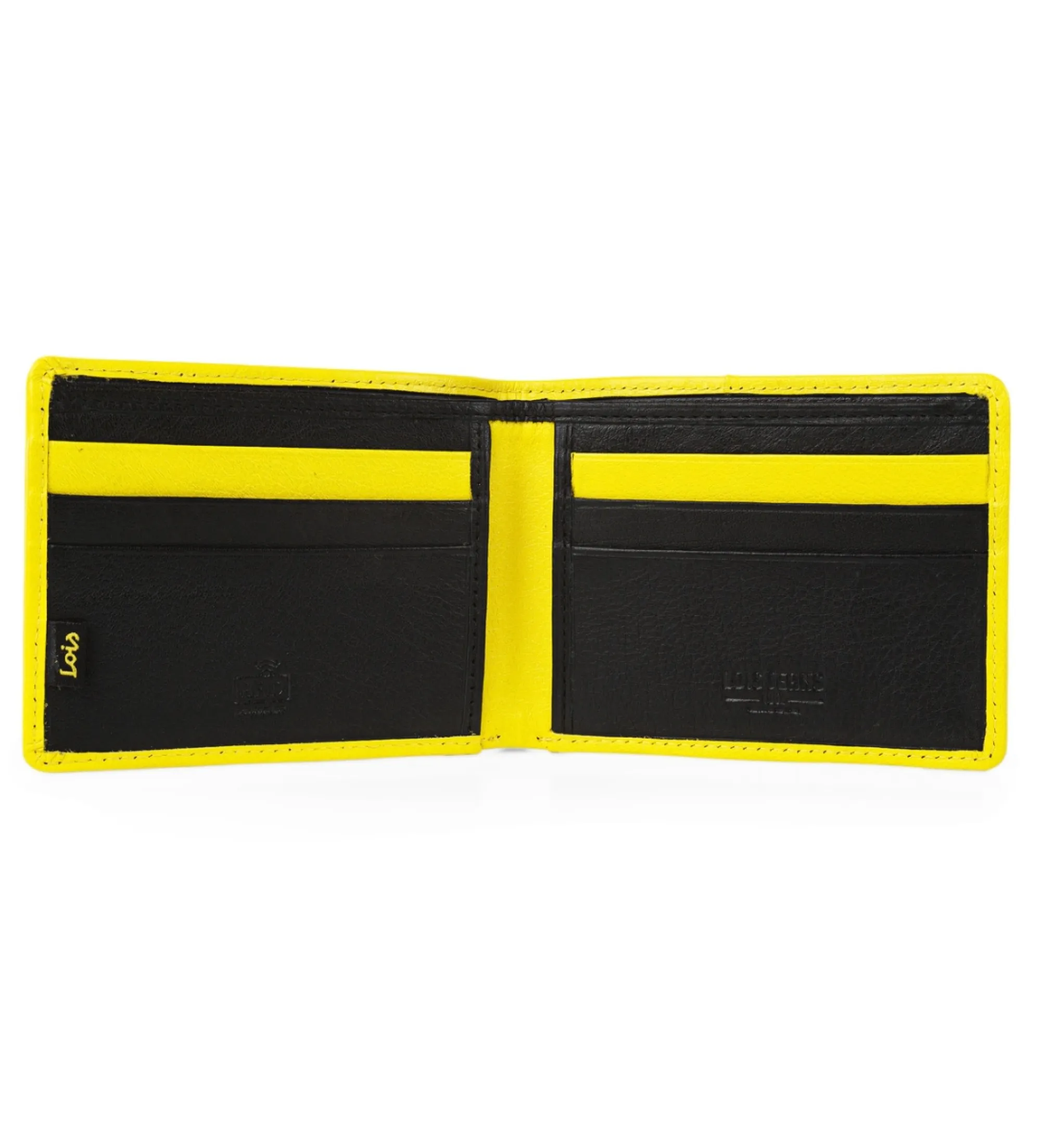 Cartera de piel RFID  206708 color negro-amarillo