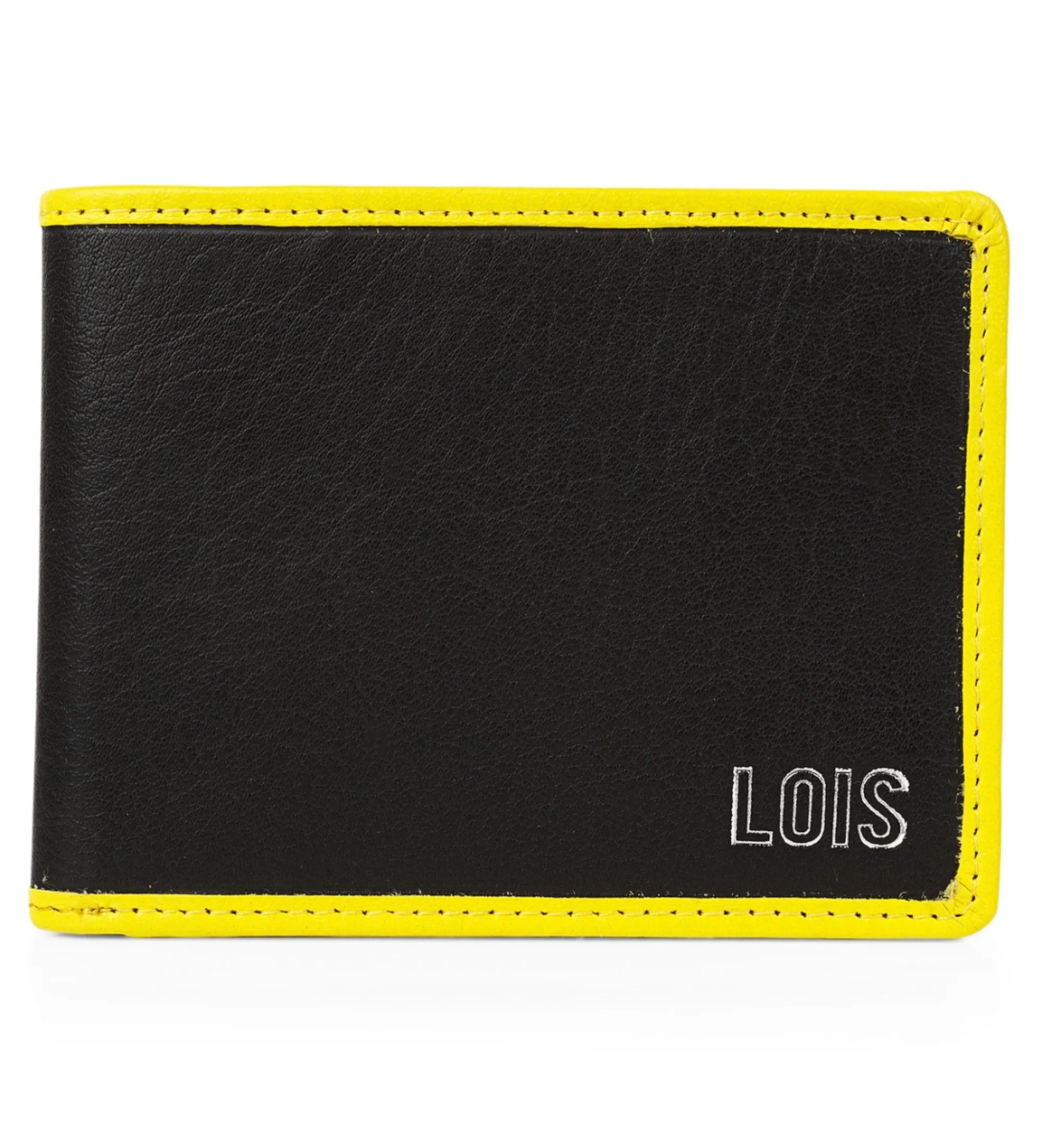 Cartera de piel RFID  206708 color negro-amarillo