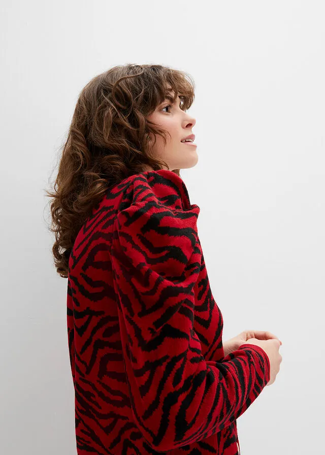 Chaqueta de punto Rojo-negro estampado