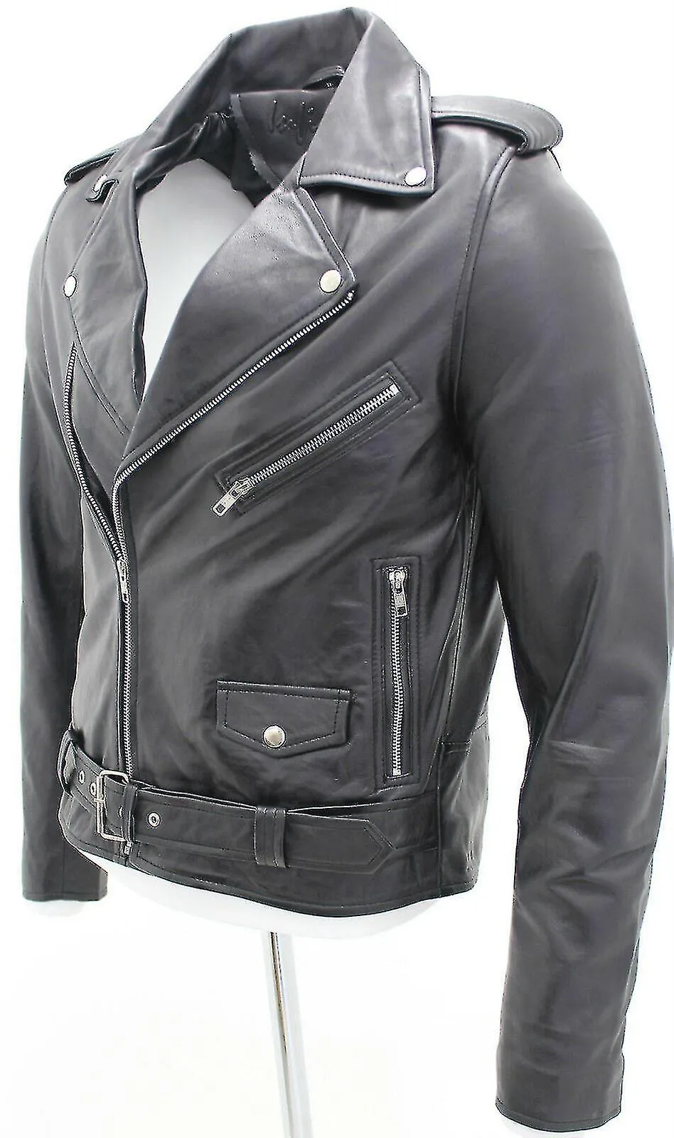 Chaqueta motera de cuero Brando negra para hombre Clover ABC