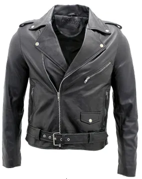 Chaqueta motera de cuero Brando negra para hombre Clover ABC