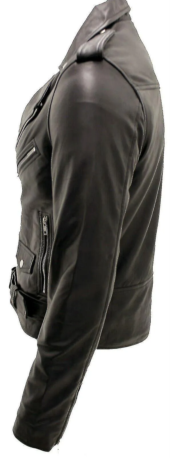 Chaqueta motera de cuero Brando negra para hombre Clover ABC