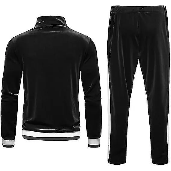 Conjunto de sudadera de terciopelo para hombres, chaqueta casual y conjunto de chándal de pantalones