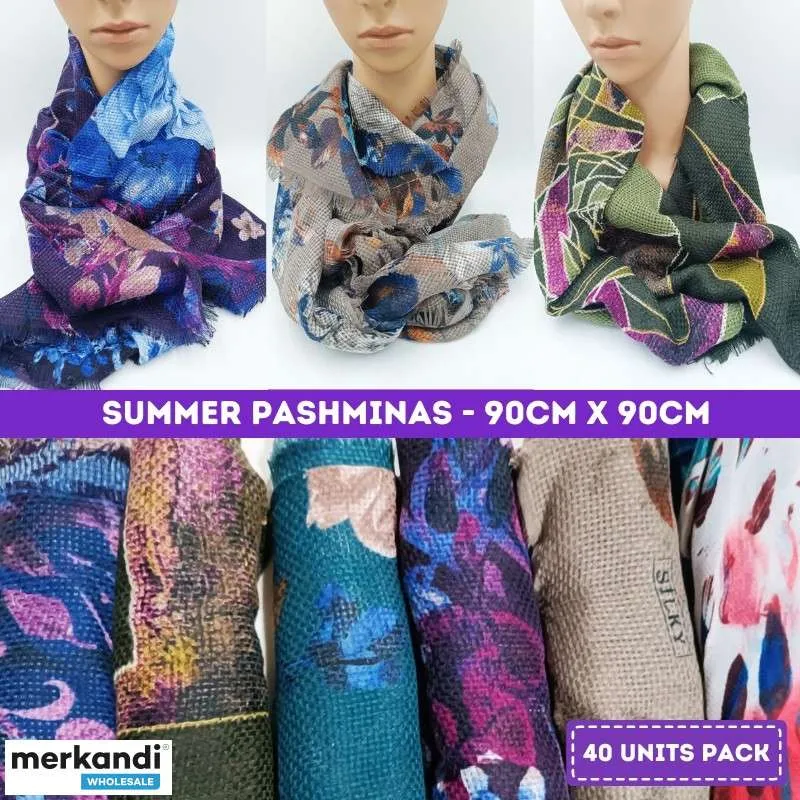 Lote de Pashminas Estampadas de Verano - Venta al por Mayor de España