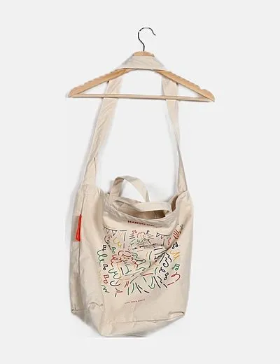 Mango Bolso shopper tela beige