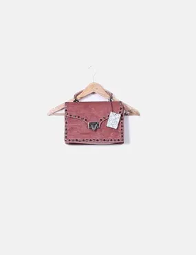 NoName Bolso satchel terciopelo rosa con tachas