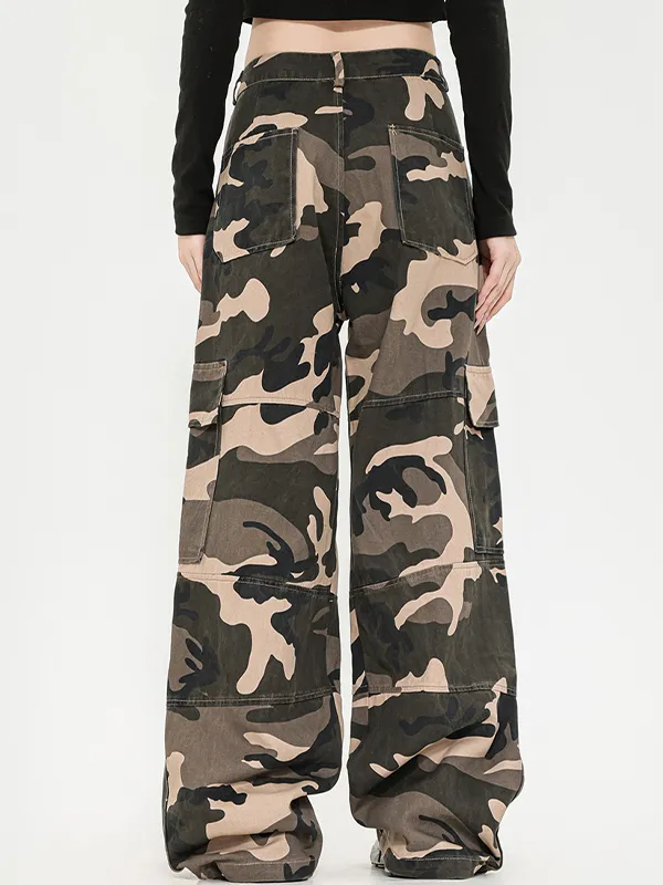 Pantalones cargo sueltos de camuflaje