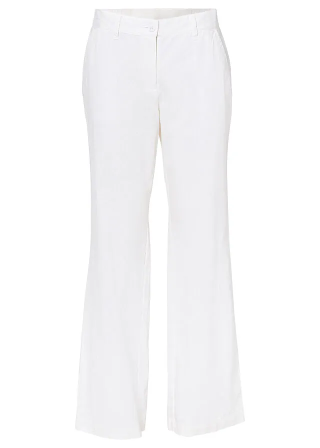 Pantalones sueltos con mezcla de lino Blanco