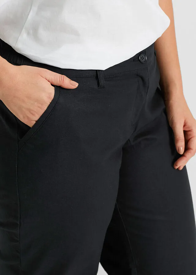 Pantalones sueltos con mezcla de lino Blanco