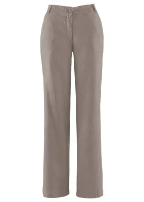 Pantalones sueltos con mezcla de lino taupe