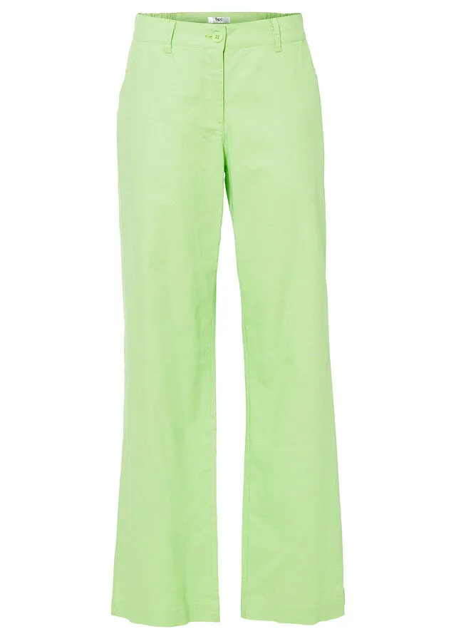 Pantalones sueltos con mezcla de lino Verde apio