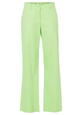 Pantalones sueltos con mezcla de lino Verde apio