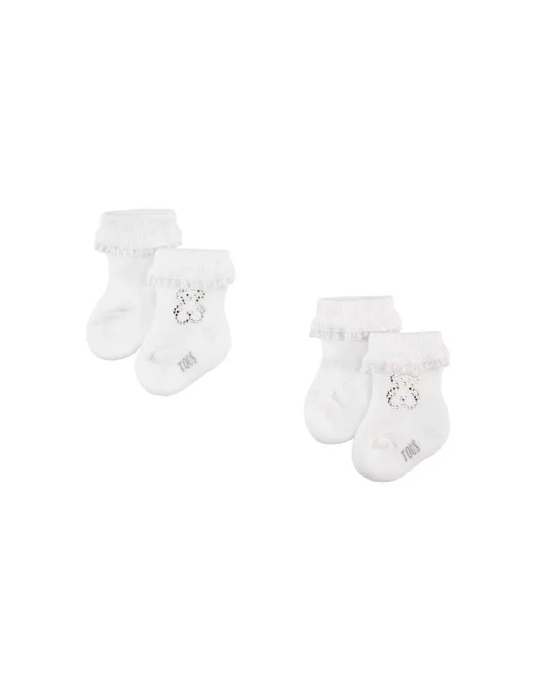 SET 2 CALCETINES DE CEREMONIA OSO STRASS BLANCO TOUS