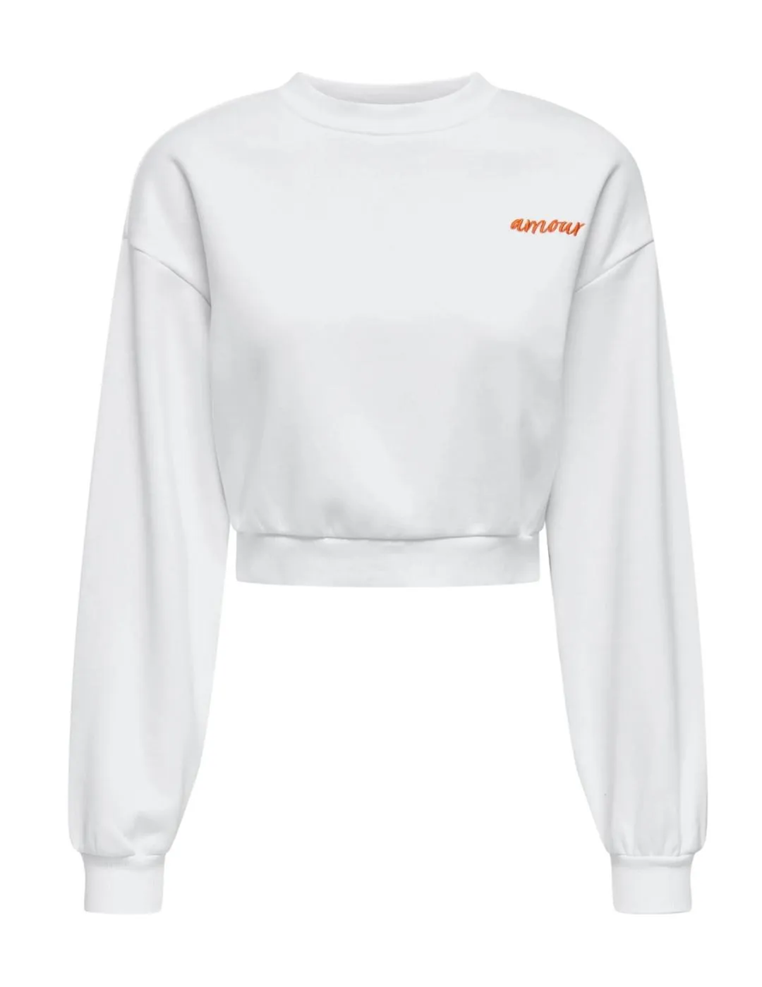 Sudadera Only Odessa holgada  blanca cropped para mujer