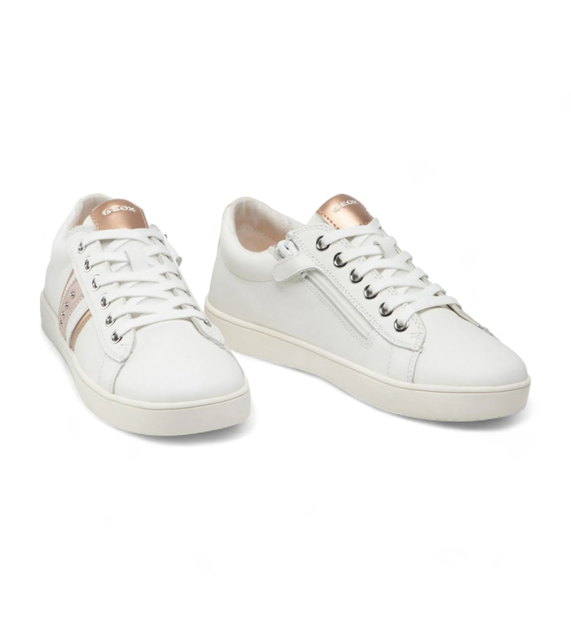 Zapatillas de piel Kathe blanco, bronce