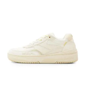 Zapatillas de Piel retro patch blanco -Altura cuña 5cm-